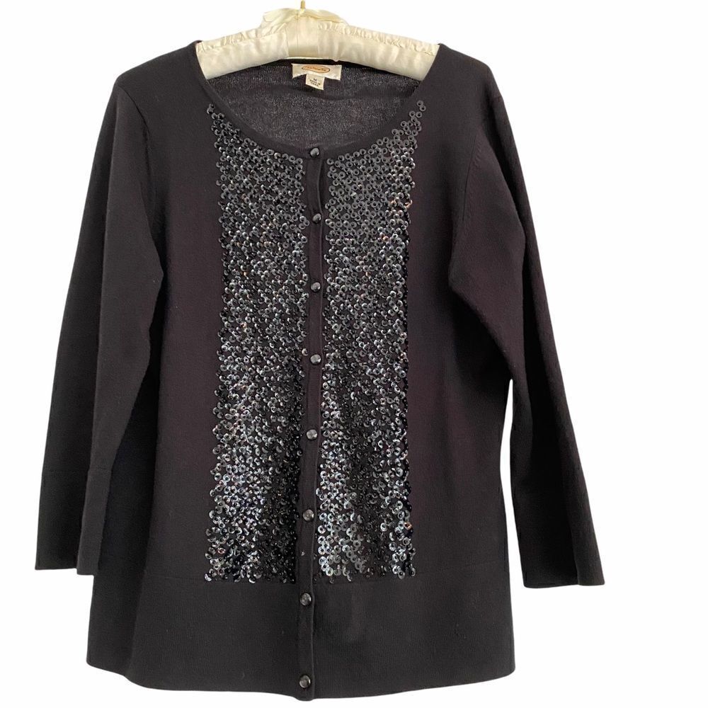 Talbots Silk Cotton Cashmere Sequined Cardigan Med